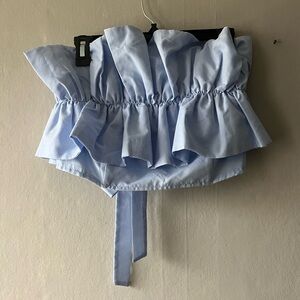 Do+Be Sky Blue Strapless Ruffle Top Size Large